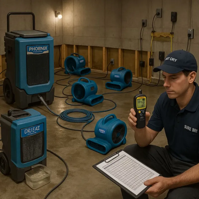 Structural Drying and Dehumidification process in Gaston, NC